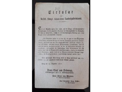 1817.12.19.  Cirkulář čes. zem. Gubernium.