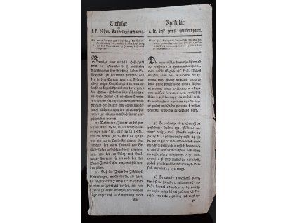 1809.12.25.  Cirkulář čes. zem. gubernium, kdy nová lhůta k přijímání do zemských důchodů stříbrných zatímních peněz, totiž sedmíků a půldevítníků, s potahem na patent od 13. února b. r., se ustanovuje.
