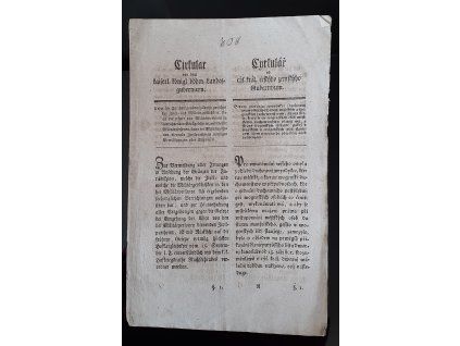 1808.10.13.  Cirkulář čes. zem. gubernium, strany spořádání jurisdikce mezi městským a vojenským duchoventvem...... atd.