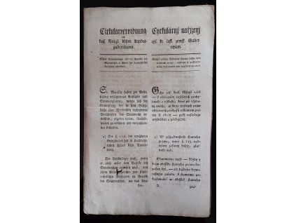 1821.03.22.  Cirkulární nařízení čes. zem. gubernium o bližším určení šestnácté hlavy  prvního dílu trestních práv, tejkaje se pokračování v stanném neb spěšném právu.