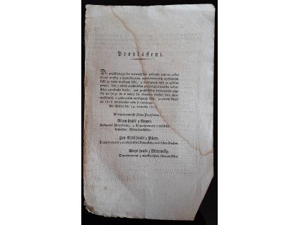 1818.07.14.  Prohlášení o vymněňování opotřebovaných vejkupních listů za nové.