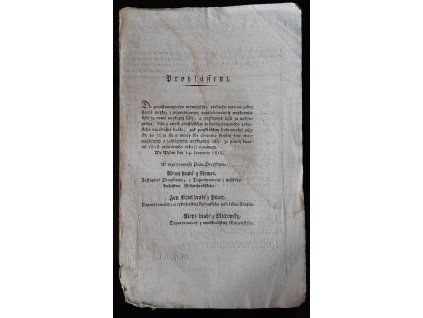 1818.07.14.  Prohlášení o vymněňování opotřebovaných vejkupních listů za nové.
