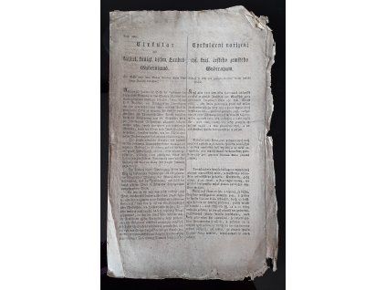 1821.11.19.  Cirkulární nařízení k.k. českého zemského gubernium, týkaje se sekty pod jménem Giovine Italia (Mladá Itálie).