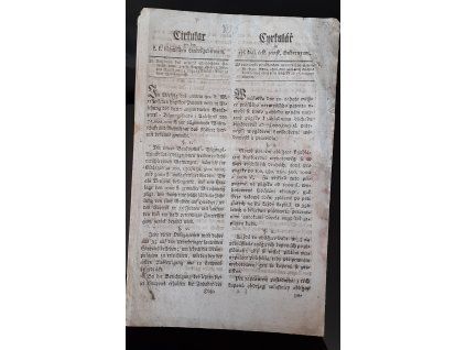 1806.08.26.  Cirkulář čes. zem. Gubernium v důležitosti prostředkem nejvyššího patentu od 20. srpna 1806 pro záhladní důchod bankocedul otevřené půjčky... atd.