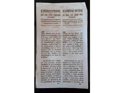 1822.08.05.  Cirkulární nařízení českého zemského gubernia o tom, že příspějky z pozůstalosti k fondu normálních štol, mají se v konvenční minc