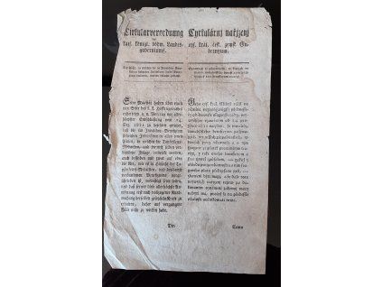 1822.02.21.  Cirkulární nařízení českého zemského gubernia, kdy oznamují se případnosti, v kterých se invalidi invalidského beneficium požívající toto beneficium tratějí.