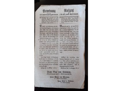 1817.03.19.  Nařízení českého zemského gubernia, kterým se obnovuje pravidlo, že uherští poddaní jen tenkrát, když pasami zaopatřeni jsou do služby neb práce přijati býti mohou.