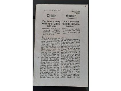 1836.10.16.  Cirkulář morav.-slez. zem. Gubernium o ustanovení obecního příražku k protrávní dani města Brna na zpravovní rok 1836.