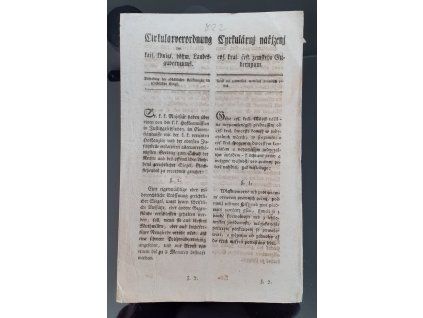 1822.09.27.  Cirkulární nařízení českého zemského gubernium o trestu za zaumyslné otevření právních pečetí.