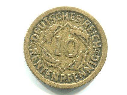 NĚMECKO. 10 Rentenpfennig 1924/D.