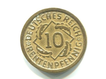 NĚMECKO. 10 Rentenpfennig 1924/F.