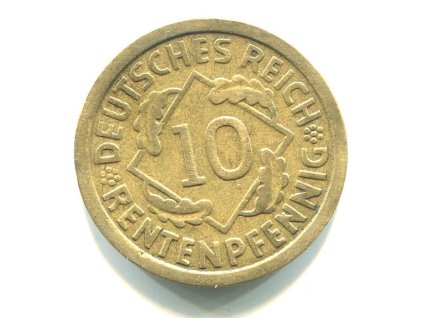 NĚMECKO. 10 Rentenpfennig 1924/F.