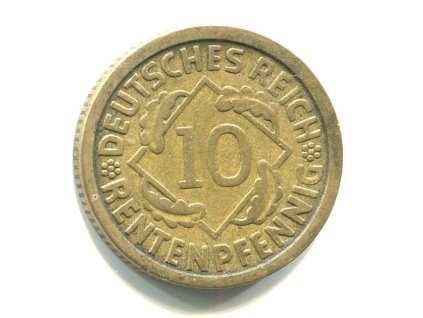 NĚMECKO. 10 Rentenpfennig 1924/J.