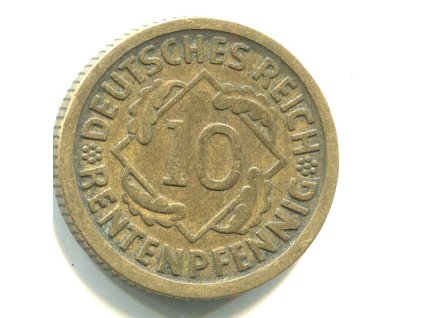 NĚMECKO. 10 Rentenpfennig 1924/D.