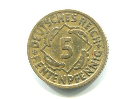 NĚMECKO. 5 Rentenpfennig 1924/D.