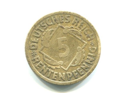 NĚMECKO. 5 Rentenpfennig 1924/G.