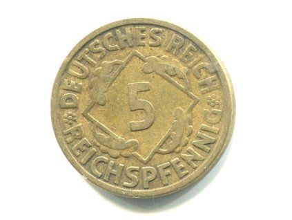 NĚMECKO. 5 Reichspfennig 1924/J.