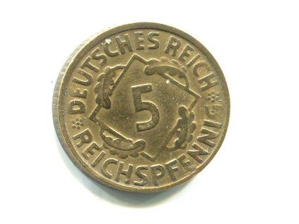 NĚMECKO. 5 Reichspfennig 1925/D.