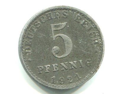 NĚMECKO. 5 Pfennig 1921/A.