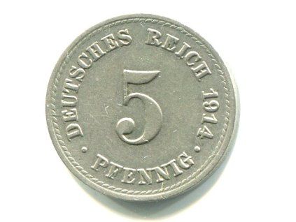 NĚMECKO. 5 Pfennig 1914/A.