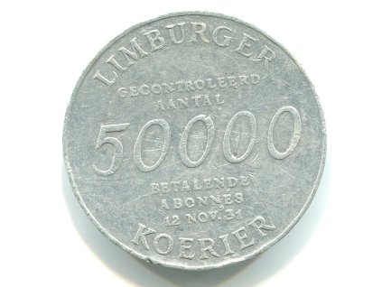 NIZOZEMÍ. Limburger Koerier. Reklamní žeton 1931.
