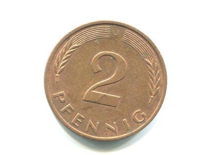 NĚMECKO. 2 Pfennig 1986/J.