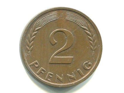 NĚMECKO. 2 Pfennig 1960/J.