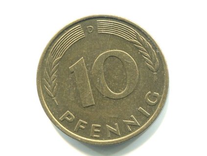 NĚMECKO. 10 Pfennig 1989/D