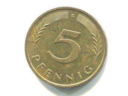 NĚMECKO. 5 Pfennig 1991/F