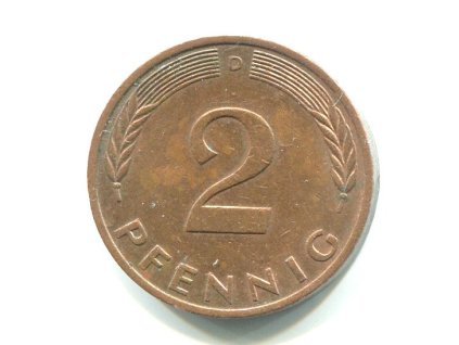 NĚMECKO. 2 Pfennig 1980/D