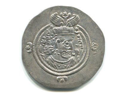 PERSIE. Chusro II. (590-628). Drachma. Mincovna WH = Veh Ardashir (Seleucia). Rok 36. Ag.