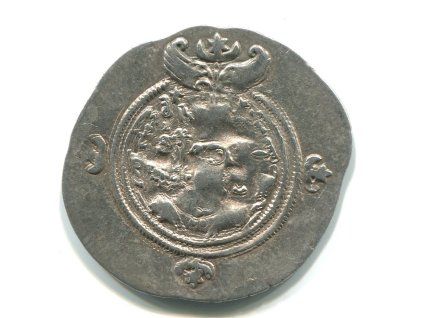 PERSIE. Chusro II. (590-628). Drachma. Mincovna GD = Gayy, provincie Isfahan. Rok 4. Ag.