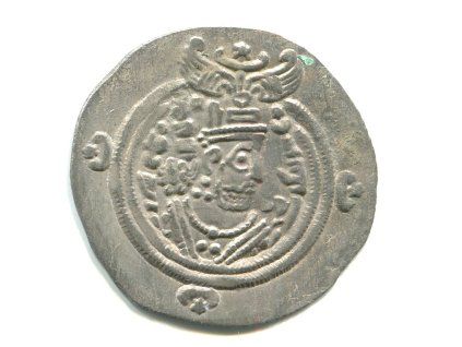 PERSIE. Chusro II. (590-628). Drachma. Mincovna WH = Veh Ardashir (Seleucia). Rok 32. Ag.