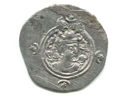 PERSIE. Chusro II. (590-628). Drachma. Mincovna PL = Furat-i-Meshan, jižní Irák. Rok 7. Ag.
