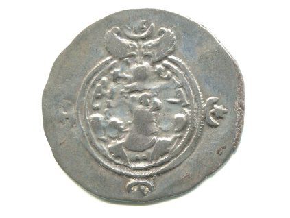 PERSIE. Chusro II. (590-628). Drachma. Mincovna ML = Merv, provincie Khorastan. Rok 3. Ag.