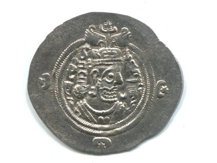 PERSIE. Chusro II. (590-628). Drachma. Mincovna ART = Ardashir-Khurra, provincie Fars. Rok 37. Ag.