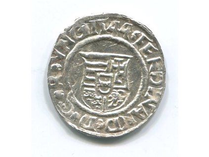 UHRY. Ferdinand I. Denár 1544/KB.
