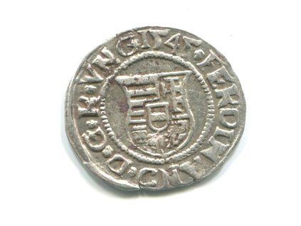 UHRY. Ferdinand I. Denár 1545/KB.
