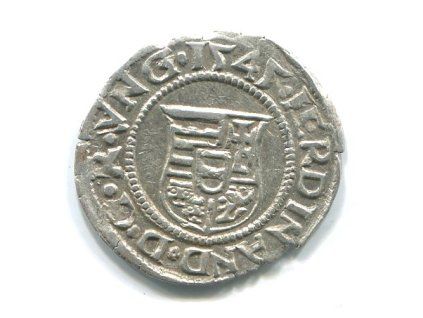 UHRY. Ferdinand I. Denár 1545/KB.
