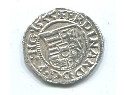 UHRY. Ferdinand I. Denár 1555/KB.