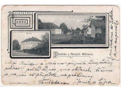 NOVÉ MITROVICE. Škola a Kostel sv. Jana N.