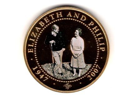 Cookovy ostrovy. 1 dollar 2007. Elisabeth and Philip. 1947-2007.