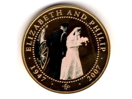 Cookovy ostrovy. 1 dollar 2007. Elisabeth and Philip. 1947-2007.