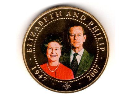 Cookovy ostrovy. 1 dollar 2007. Elisabeth and Philip. 1947-2007.