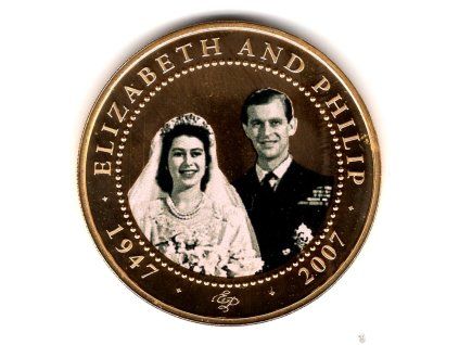 Cookovy ostrovy. 1 dollar 2007. Elisabeth and Philip. 1947-2007.
