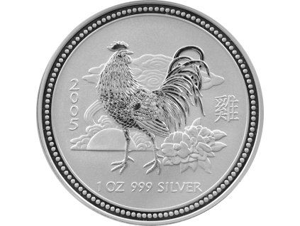 001435 stribrna investicni mince year of the rooster rok kohouta lunarni 1 oz 2005 01 det