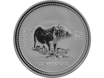 001437 stribrna investicni mince year of the pig rok vepre lunarni 1 oz 2007 01 det