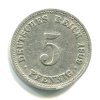 NĚMECKO. 5 Pfennig 1909/D.