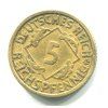 NĚMECKO. 5 Reichspfennig 1925/F. Větší 5 v letopočtu.