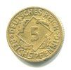 NĚMECKO. 5 Reichspfennig 1925/F. Větší 5 v letopočtu.